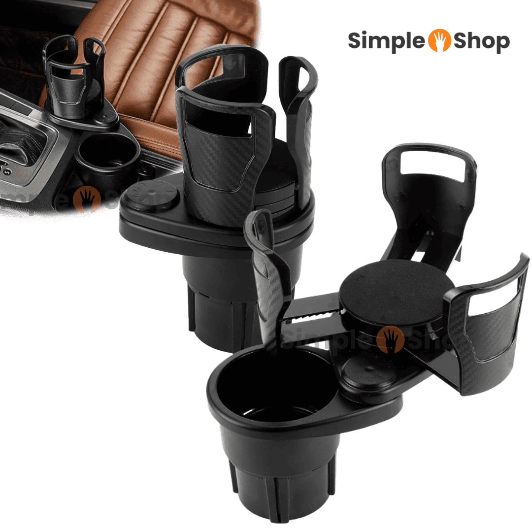 Porta-Copos Ajustável para Carro - Suporte Duplo e Rotativo 360º | FlexHold™