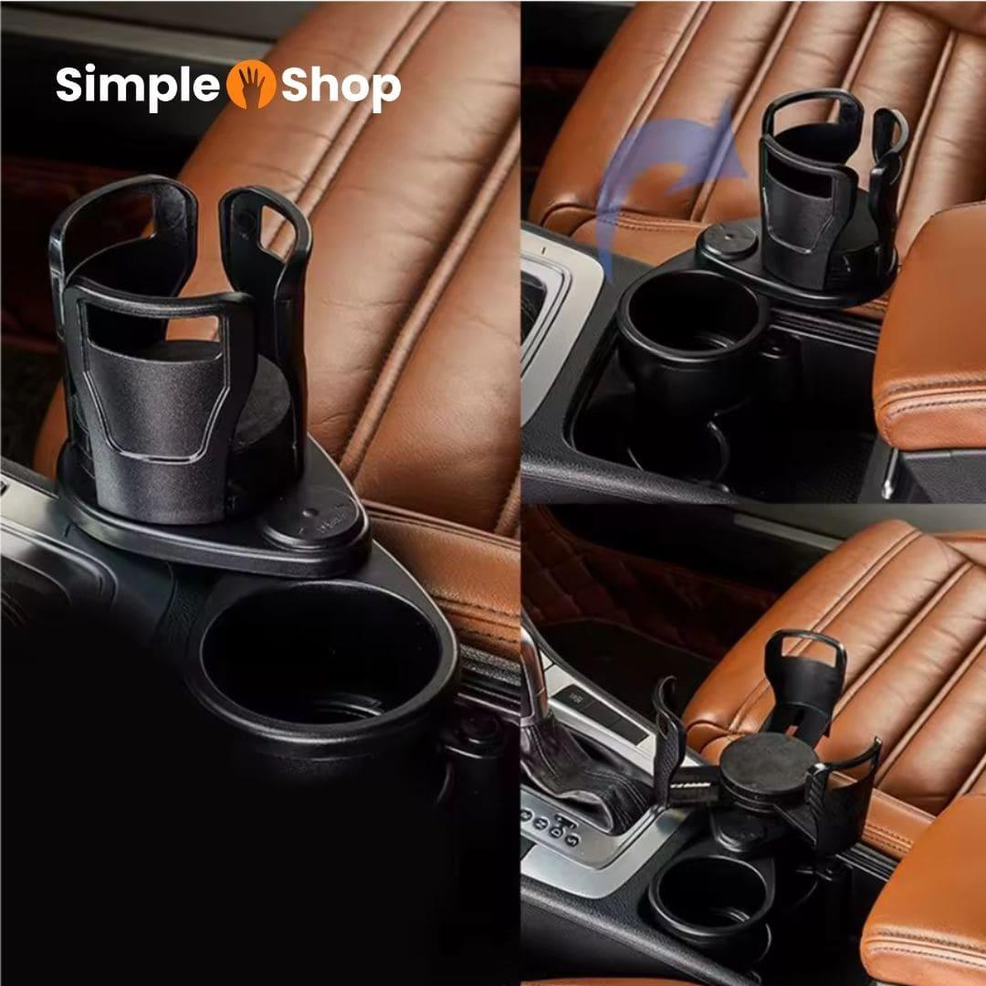 Porta-Copos Ajustável para Carro - Suporte Duplo e Rotativo 360º | FlexHold™